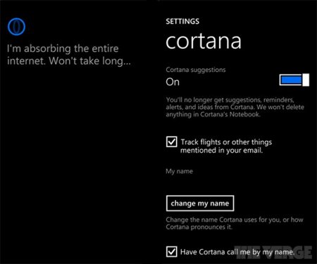 Голосовой помощник Cortana: первые скриншоты