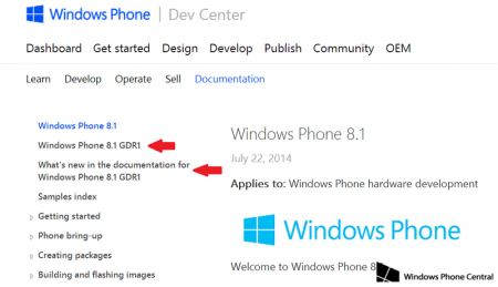 Ссылки на GDR1 для Windows Phone 8.1 найдены в ОЕМ-документации