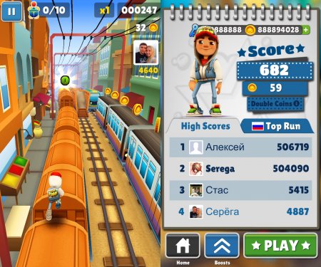 Накрутка монет и ключей в Subway Surfers для Windows Phone