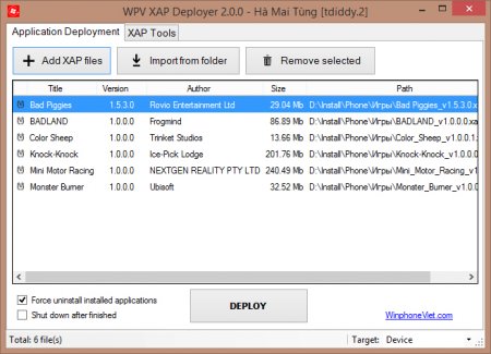 Программа WPV XAP Deployer