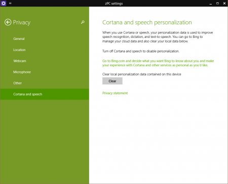 Раздел Cortana появился в настройках Windows 10 Technical Preview