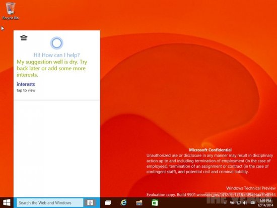 В Сети появился ISO-образ Windows 10 Build 9901 с Cortana