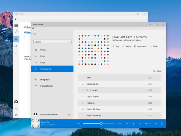 Приложения Music Preview и Video Preview для Windows 10 доступны для загрузки
