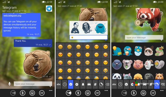Telegram Messenger Beta для Windows Phone получил пользовательские стикеры