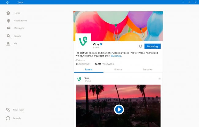 Скриншоты официального Twitter-клиента для Windows 10 появились в Windows Store
