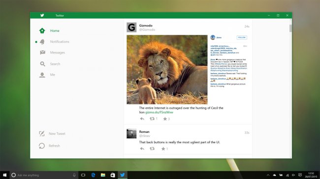 Twitter для Windows 10 получил поддержку воспроизведения встроенного видео