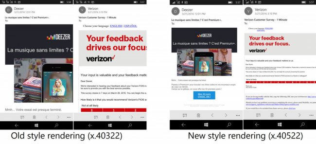 Обновление для «Почта Outlook» на Windows 10 Mobile приносит улучшенное отображение писем