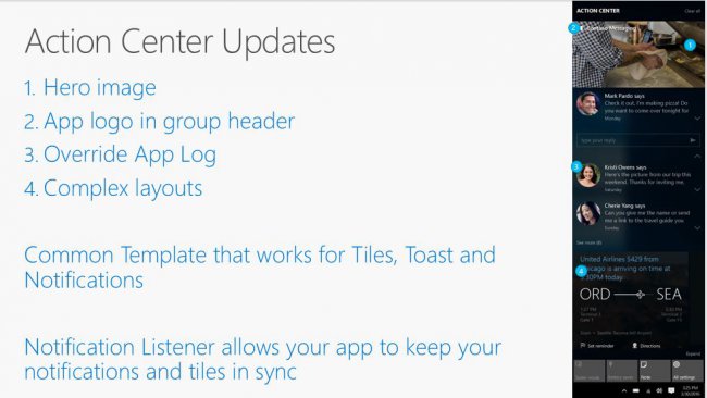 Центр уведомлений на Windows 10, Windows 10 Mobile и Android получит новые возможности