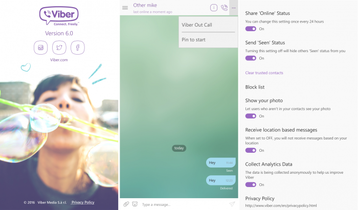 Сервис Viber выпустил универсальное приложение для Windows 10 Mobile