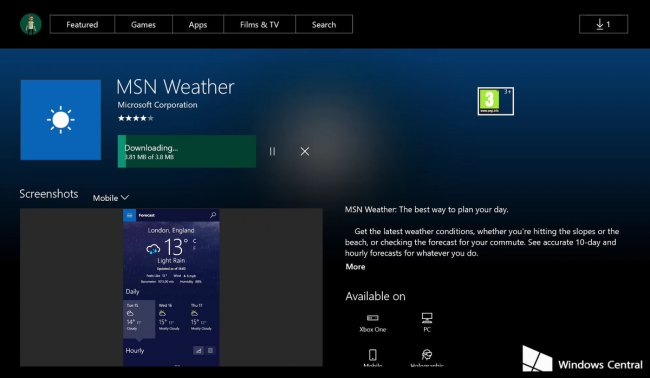 Приложение «MSN Погода» появилось в Магазине консоли Xbox One